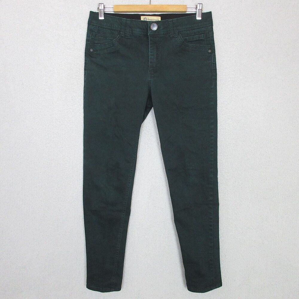 Democracy Ab Technology Pants Womens 10 Skinny Stretch Dark Green Ankle Jegging